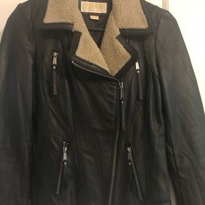 Michael Kors leather bomber jacket